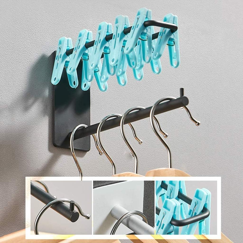 JJZXD 壁には、衣服ラック服ハンガー洗濯乾燥はルームクローゼット収納組織イージーインストールスペースセーバーラックマウント