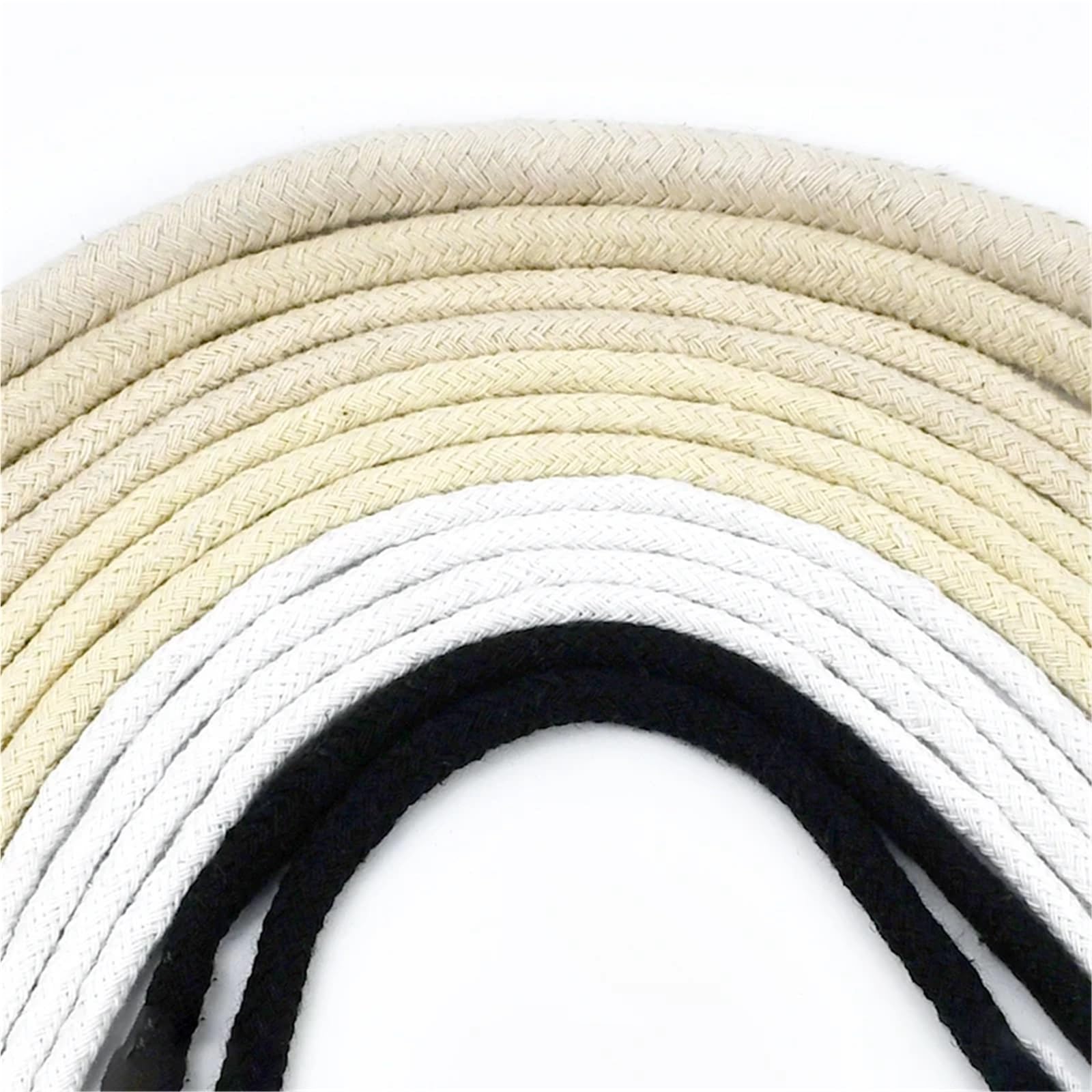 Cordón de algodón Trenzado Cordón de algodón Trenzado 10M, 4-10mm, 16 Partes, for Ropa, Sombrero, Cuerda, Bolsa, decoración Textil for el hogar, Cordones macramé(Beige-8mm)