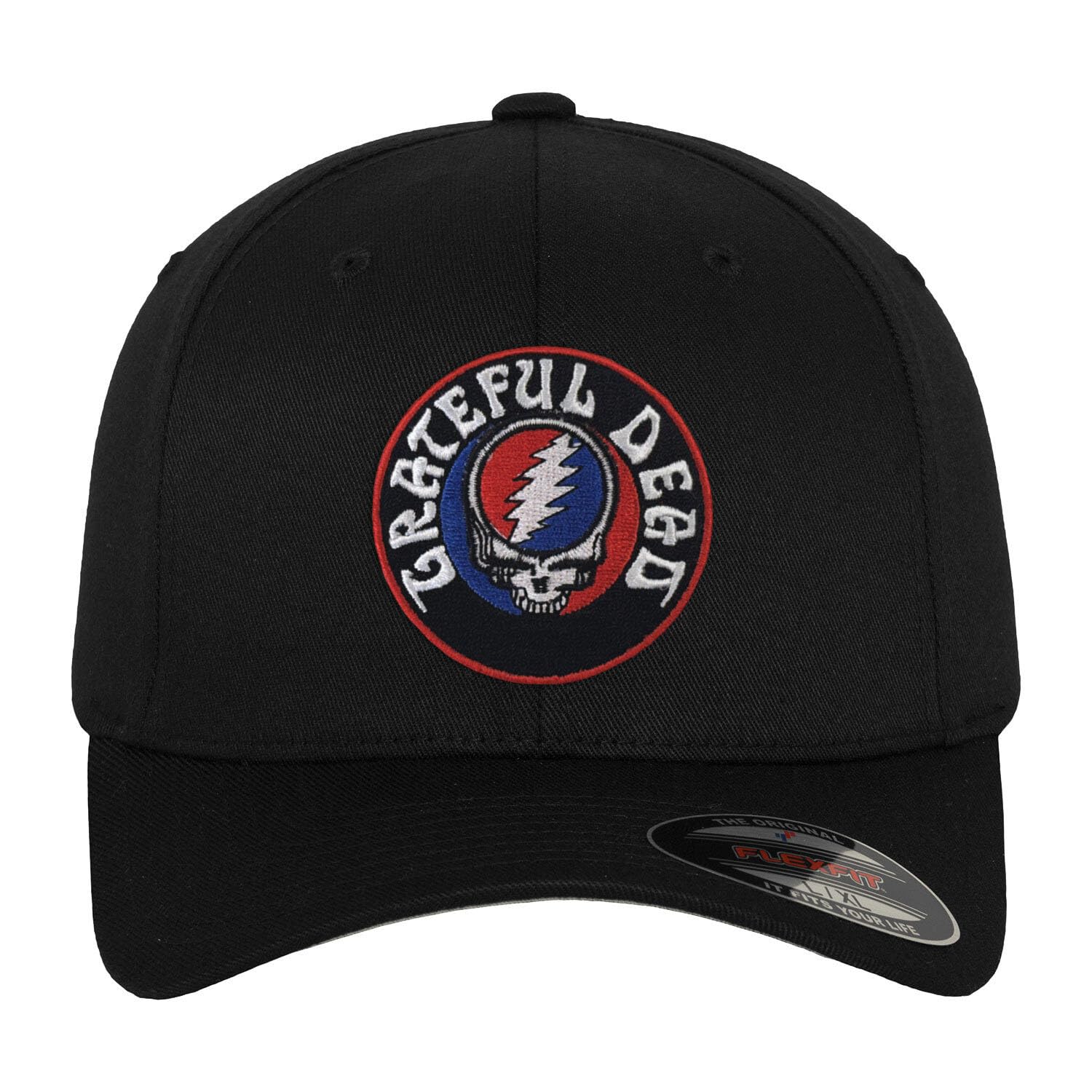 Grateful Dead Officially Licensed Patch Flexfit Baseball Cap (Black), Small/Medium