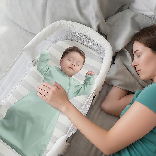Miniatura 6 de Saco de Transición para Bebés Recién Nacidos con Brazos Arriba, Mangas Largas, Puños con Mitones, Paquete de 2, 0-3 Meses, Saco de Dormir Vestible,