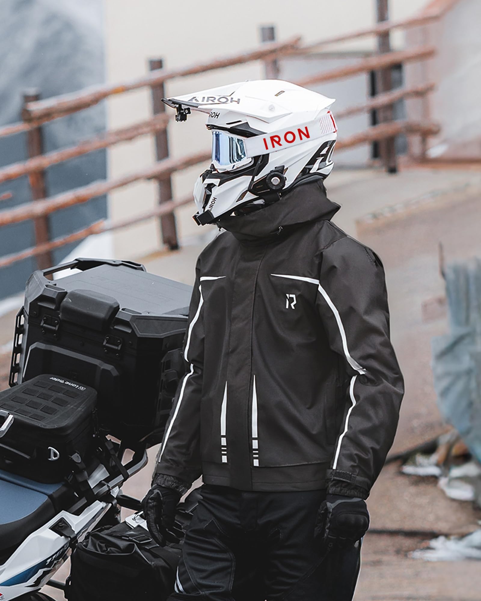 RIDEIRON Regenjacke Herren Set Motorrad Regenkombi Herren Regenjacke Herren Wasserdicht Atmungsaktiv Reflektierend Leicht winddichter Outdoor für Fahrradfahrer,Schwarz