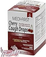 Medique Medi-First Cherry Cough Drops with Menthol 7.6mg & Eucalyptus - 125 Individually Wrapped Lozenges for Cough & Sore Throat Relief