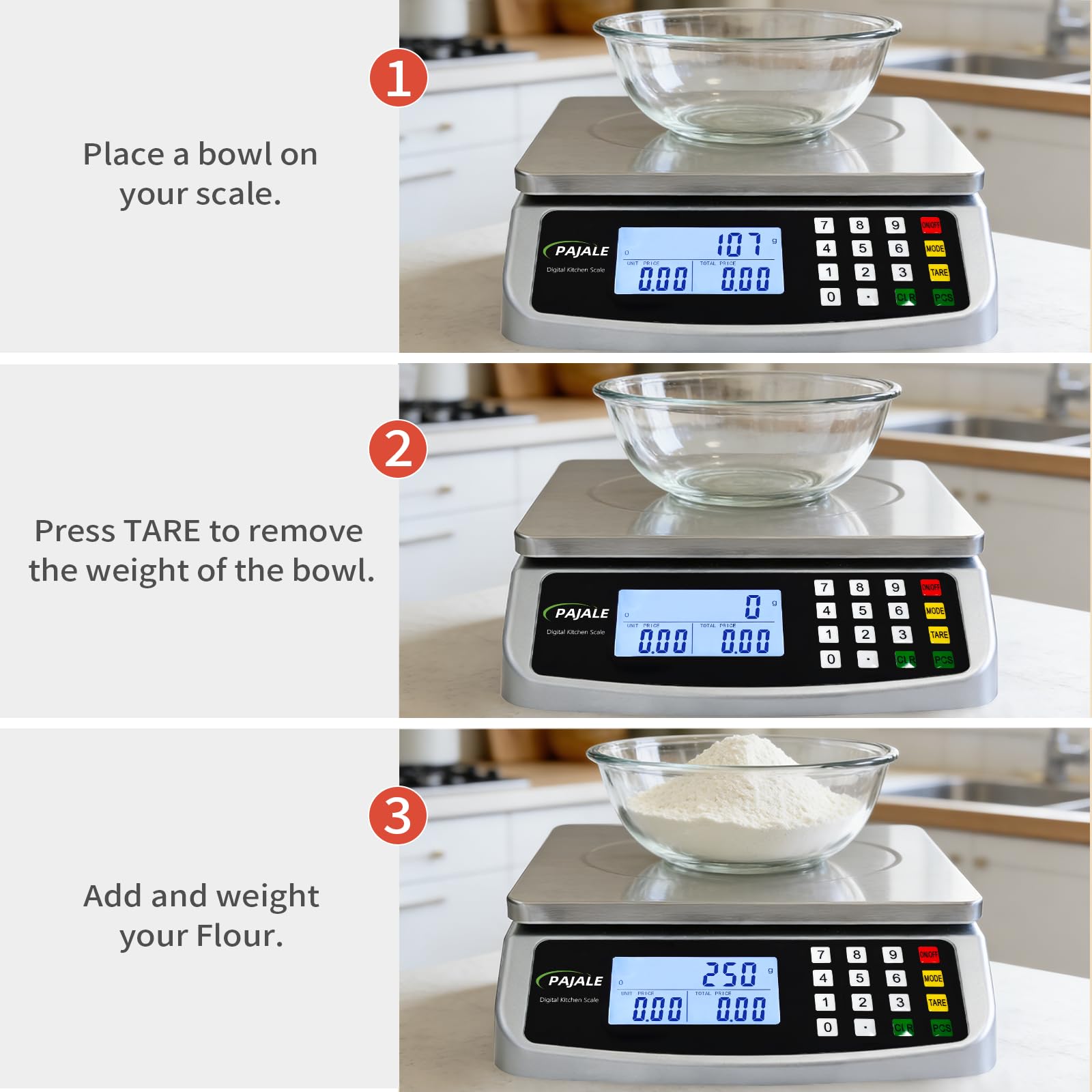 Bilancia da cucina commerciale da 30 kg con calcolo dei prezzi, 1 g, bilancia digitale in acciaio inox 304 per lievito madre, pane, cottura, carne, ristorante, verdure, fattoria