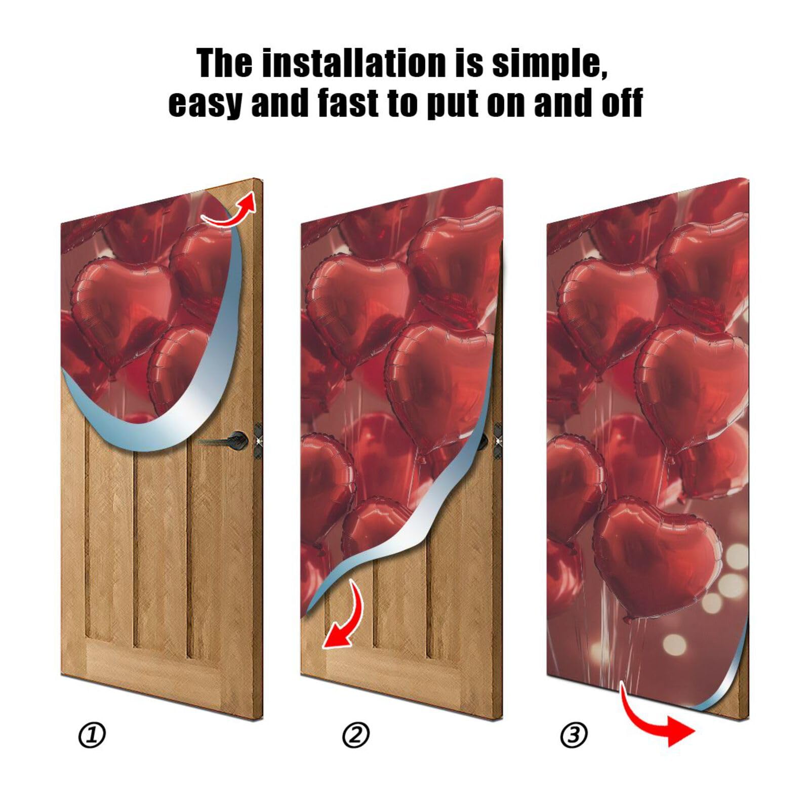 FLildon Valentine's Day Balloons Love Door Cover Decoration, Party Accessory Porch Decor for Festive Ornament Room Door Covers 32 x 79 Inch