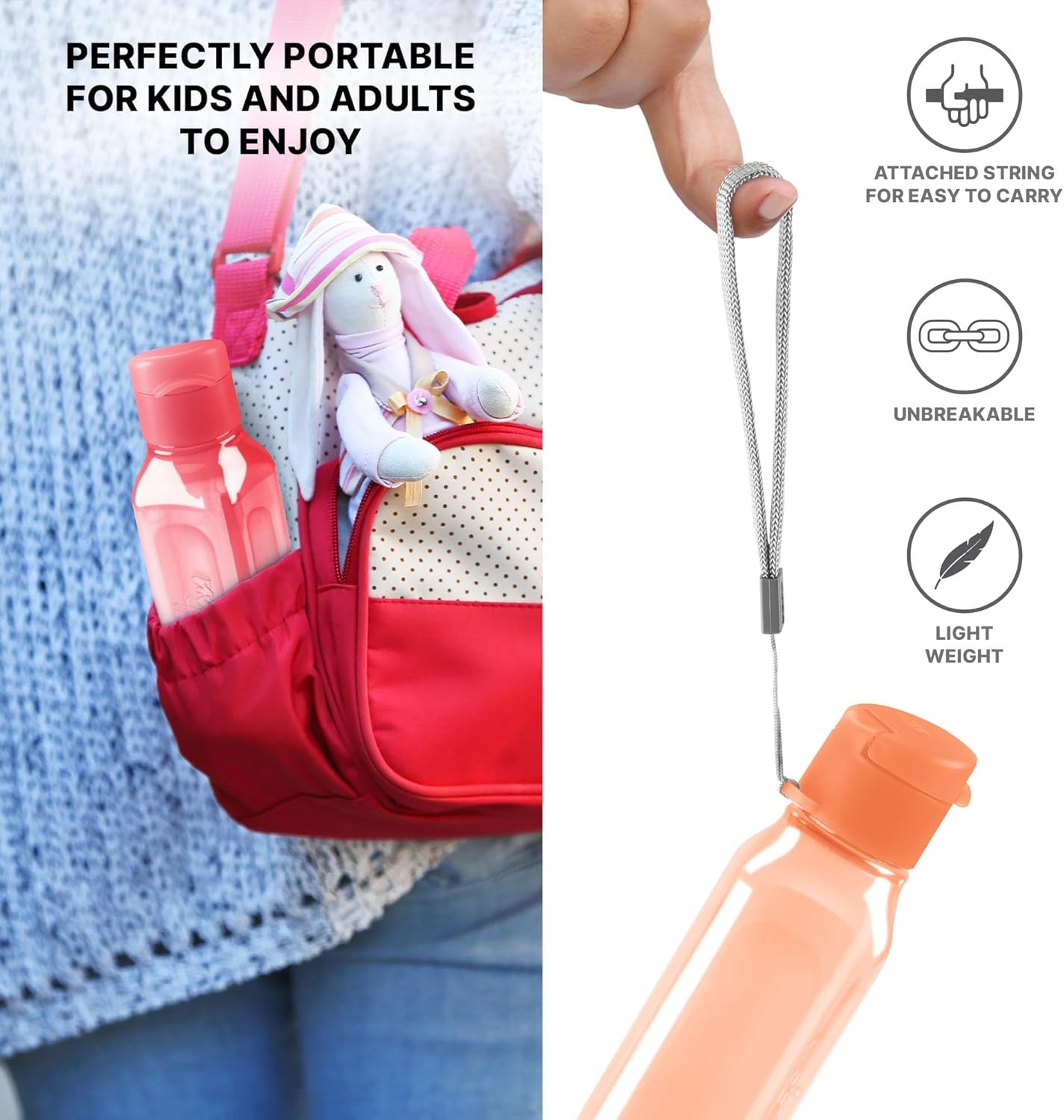 MILTON Travel Water Bottle – 1Pcs Reusable Sports Bottle with Easy Open Close Lid and Leakproof Neck – Food Grade Plastic Water Bottles for Adults and Kids, School, Gym - Image 4