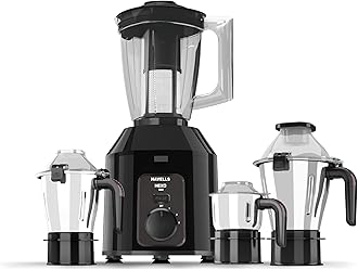 Havells Hexo Plus 1100 watts 4 Jar Mixer Grinder I 2.5 Kg Double Ball Bearing Copper Motor I 22000 RPM I 100 Minutes Run Time I Metal Teeth Coupler & Jar Base IPolycarbonate Jar, Lids with Lock