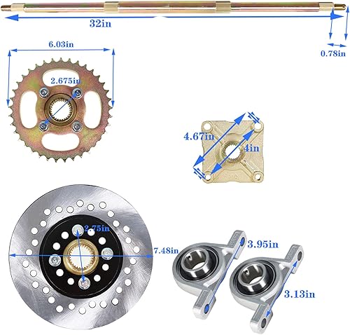 Miniatura 5 de WFLNHB Kit de eje trasero en vivo 32 Buje de rueda de disco 428 Reemplazo de piñón para Go Kart ATV Quad Drift Trikes