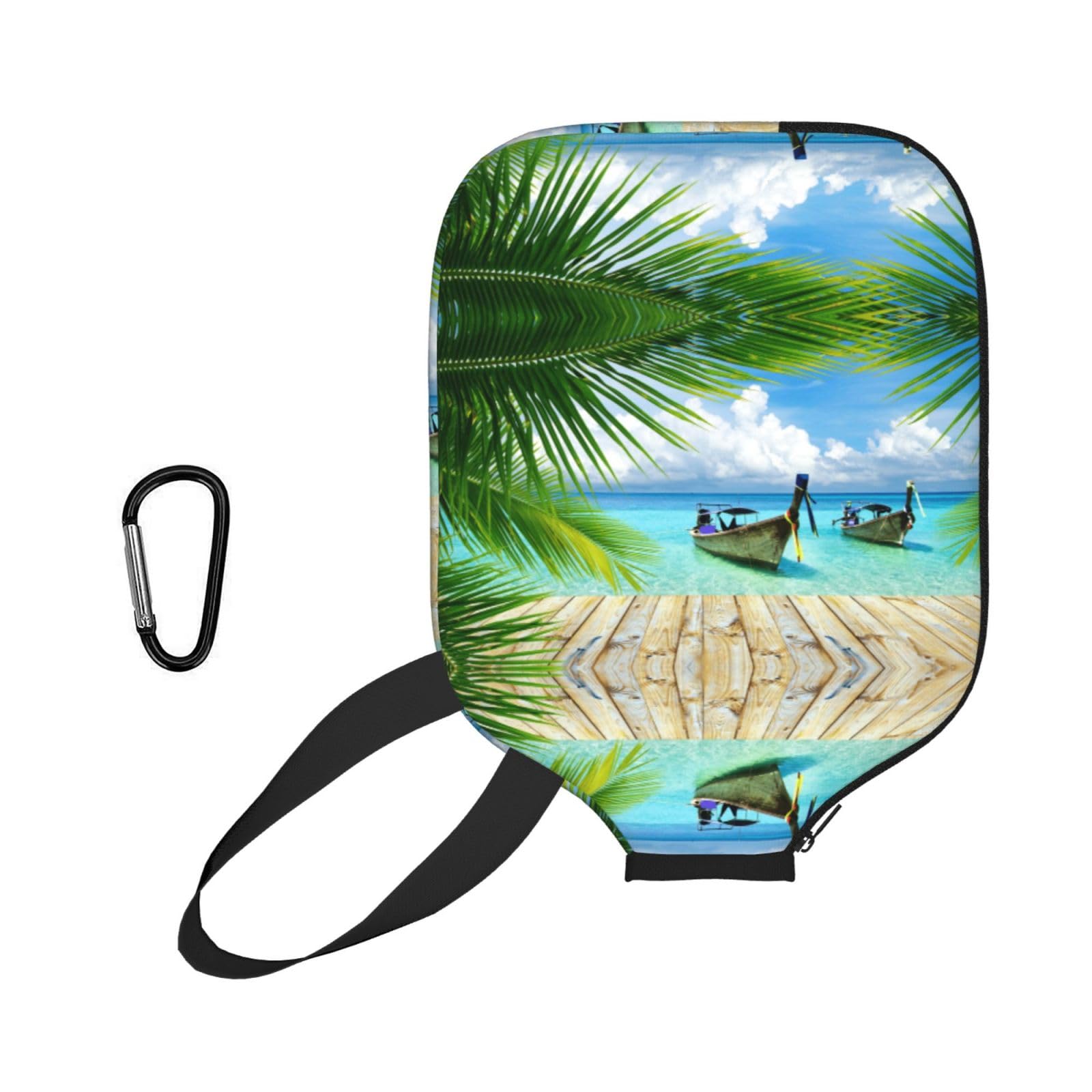 ESNAIUVCD Seaside Boat Coconut Leaves Print