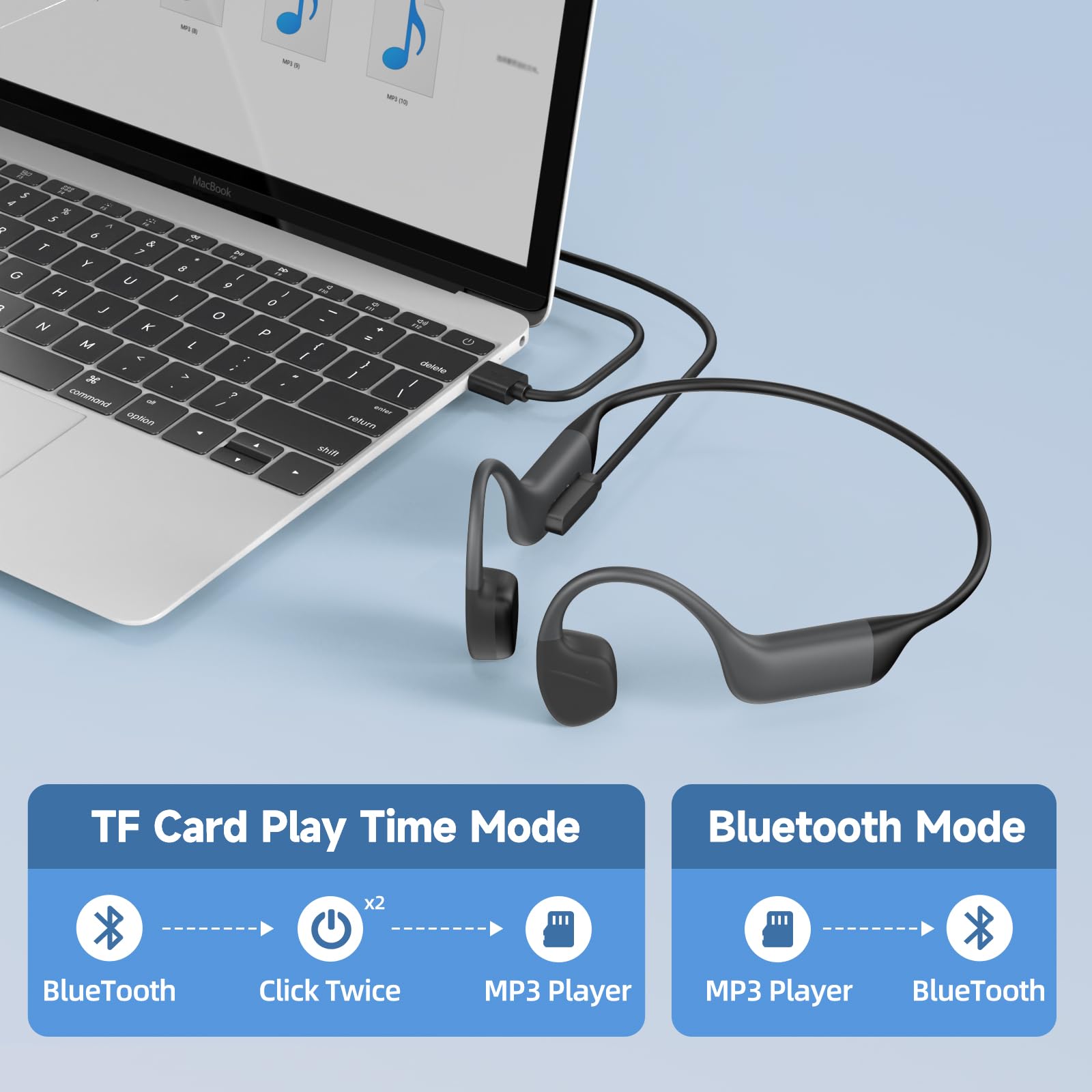 Cuffie da nuoto a conduzione ossea, impermeabili IP68, Bluetooth 5.4, cuffie integrate TF da 32 GB per nuoto, lettore musicale subacqueo, auricolari Bluetooth a orecchio aperto (nero)