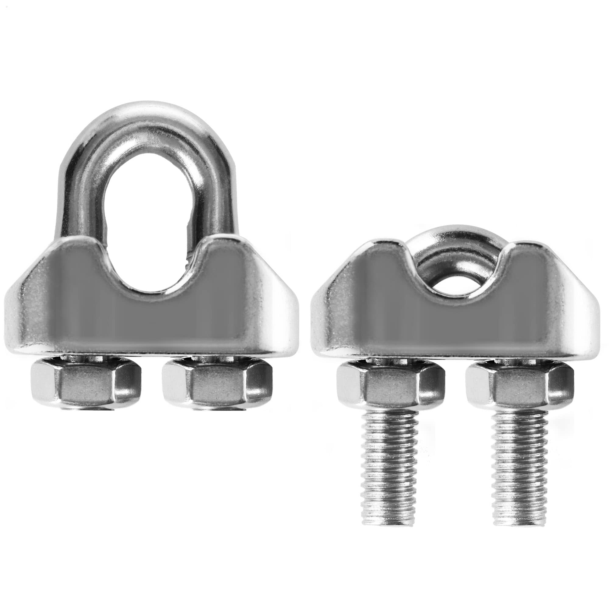 com-four® 6x zacisk linowy M5, zacisk linowy ze stali nierdzewnej 304, zacisk linowy z szekla do mocowania i mocowania lin, liny stalowej i drutów (06 sztuk - zacisk linowy M5-5mm)