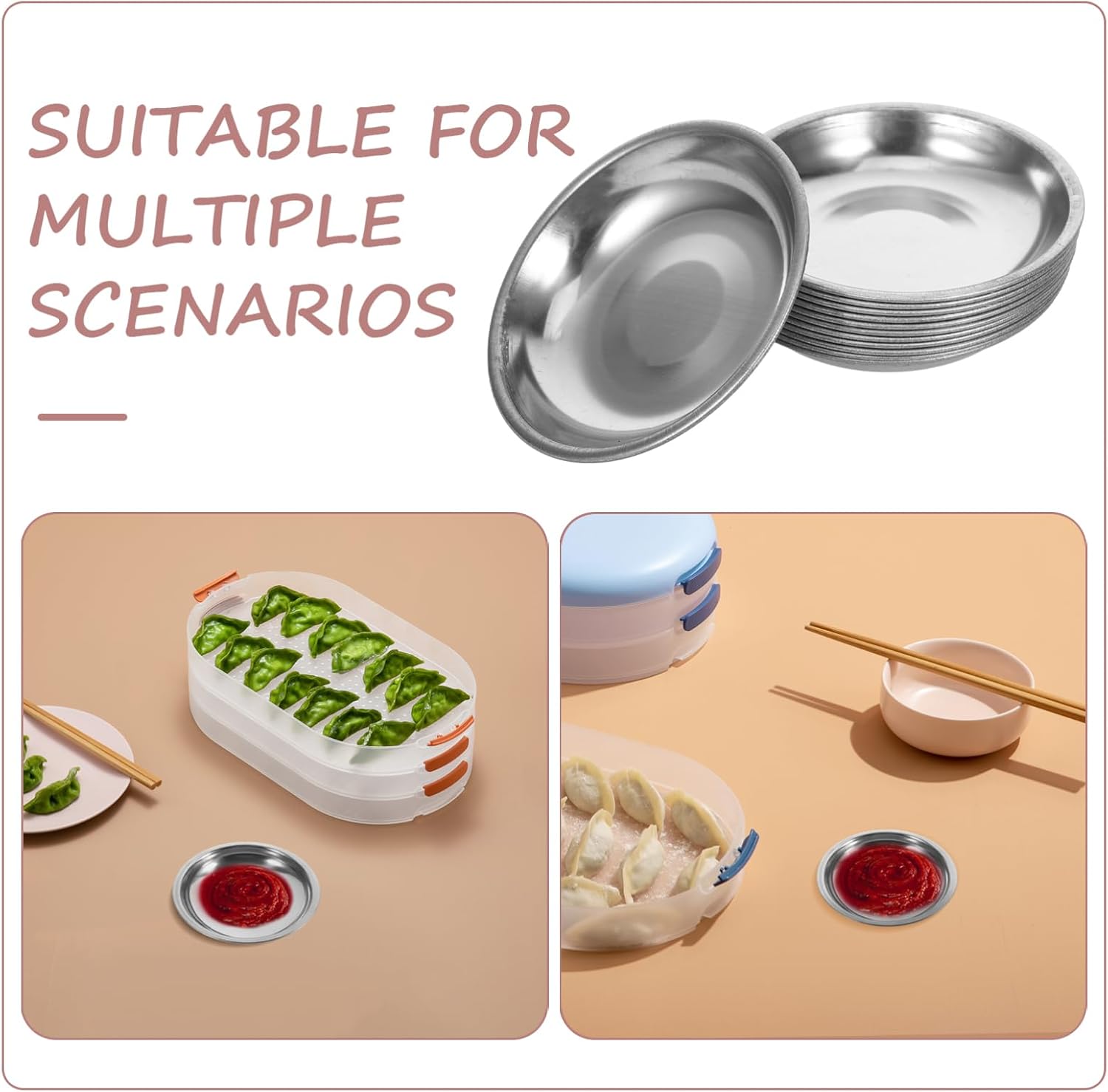 PRETYZOOM 12pcs Stainless Steel Small Plates Cooking Sauce Cup Salsa Dipping Bowls Seasoning Side Dish Bowls Lids