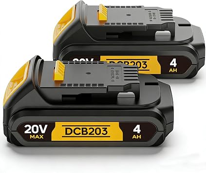 4Ah Replacement Compatible for Dewalt 20V MAX Battery with High Capacity Batteries Cordless Power Tools 20 Volt DCB201 DCB203 DCB204 DCB205 DCB206 DCD DCF DCG 2 Pack MAX 4.0Amp 20V