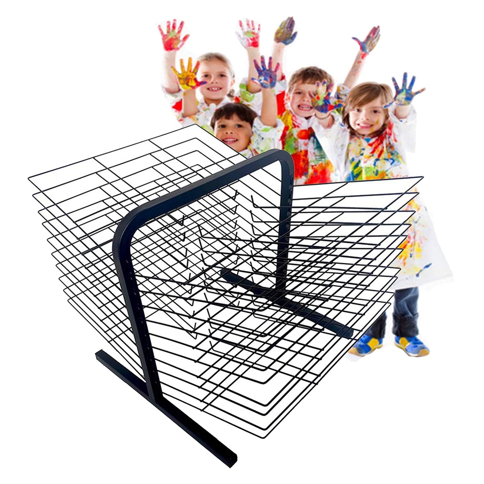 CWCQGH 20-Layer Drying Rack, Mobile Drying Easel Art Studio, Educational Product Drying Rack, Space-Saving Shelf