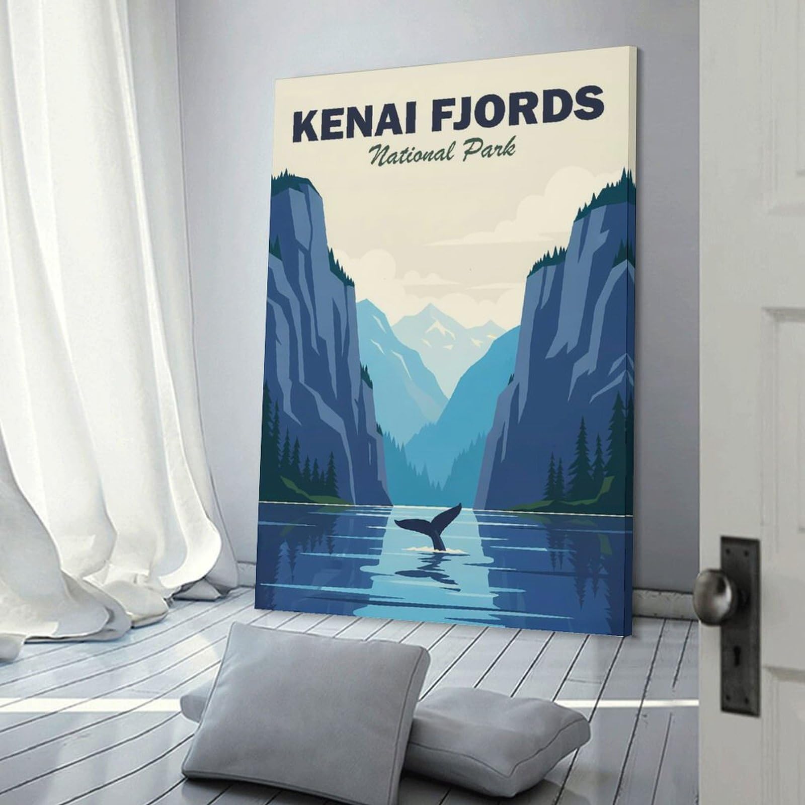 Junmoney Frame-Style-18-1 Kenai Fjords National Park Canvas Wall Decor, 24X36inch(60X90cm), For Wall Displays, Bedrooms Or Room Updates, Wall Decor Suited To Curated Displays