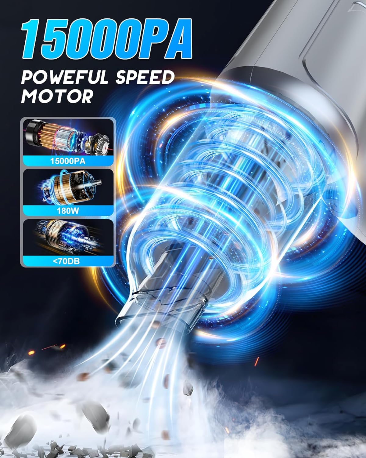 Handheld Vacuum Cleaner, 15000Pa Mini Vacuum Cleaner Lightweight Cordless Hand Vacuum 4 in 1 Portable Vacuum & Blower Powerful Dust Buster Wireless Vacuum Cleaner for Car, Home and Pet Hair Cleaning