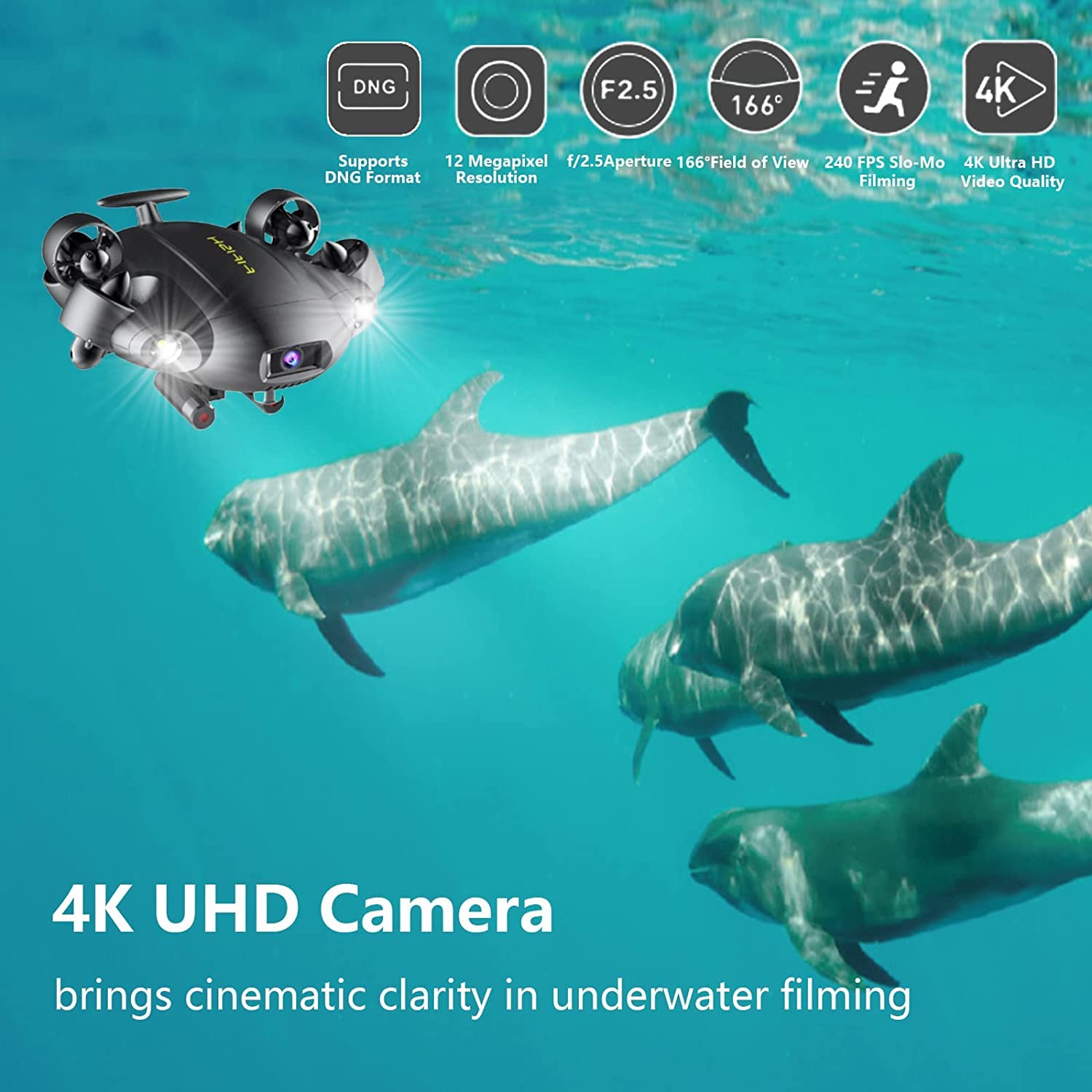 FIFISH M100A Industrial Case Mini Rov Underwater Drone with 4K Camera Submarine Diving 14400mAH VR Underwater Robot Arm for Pipeline Inspection Fishery