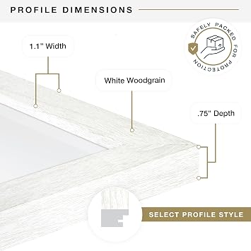 MCS Studio Gallery Picture Frame White Woodgrain, Rectangle Photo Frame