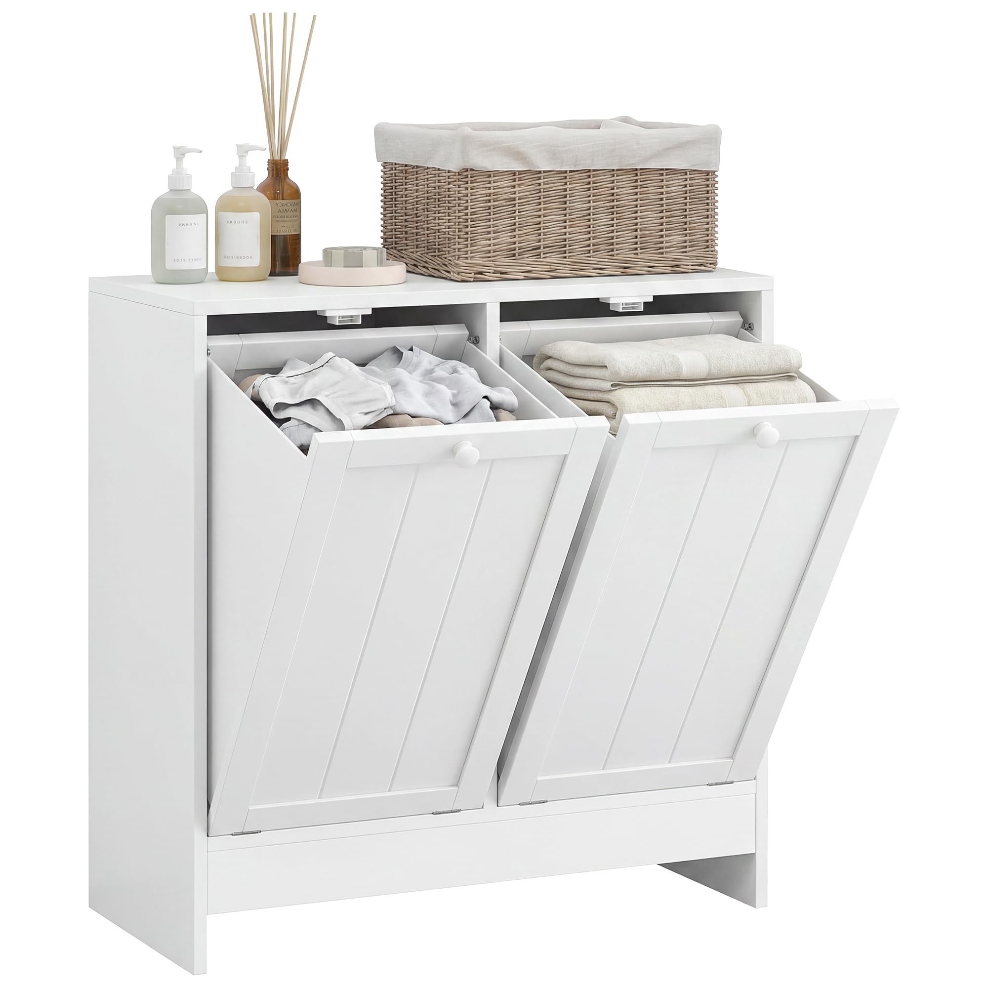 kleankin 2 Doors Laundry Cabinet, Double Laundry Cupboard, White