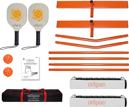 Miniatura 7 de Zdgao Juego de red de pickleball pequeña red de pickleball de 10 pies, red de rebote de entrenamiento de 4 pies de altura ajustable con pelotas de