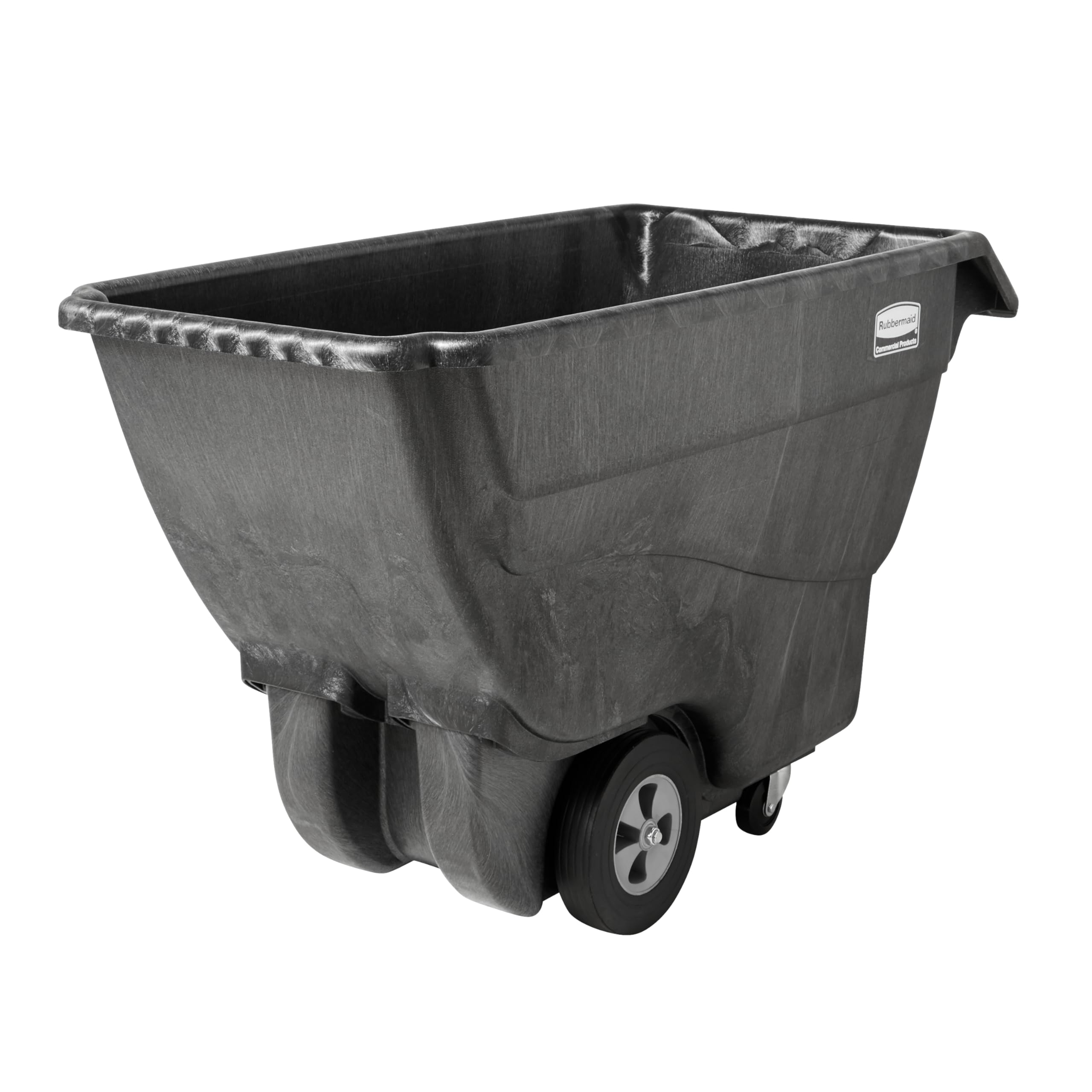 Rubbermaid Commercial Products Tilt Truck 0,58m³ Schwarz – Kippwagen für Abfall und Recycling mit 454 kg Traglast und Rollen, robuste Konstruktion für Lager Büro und Facility Management – FG101300BLA
