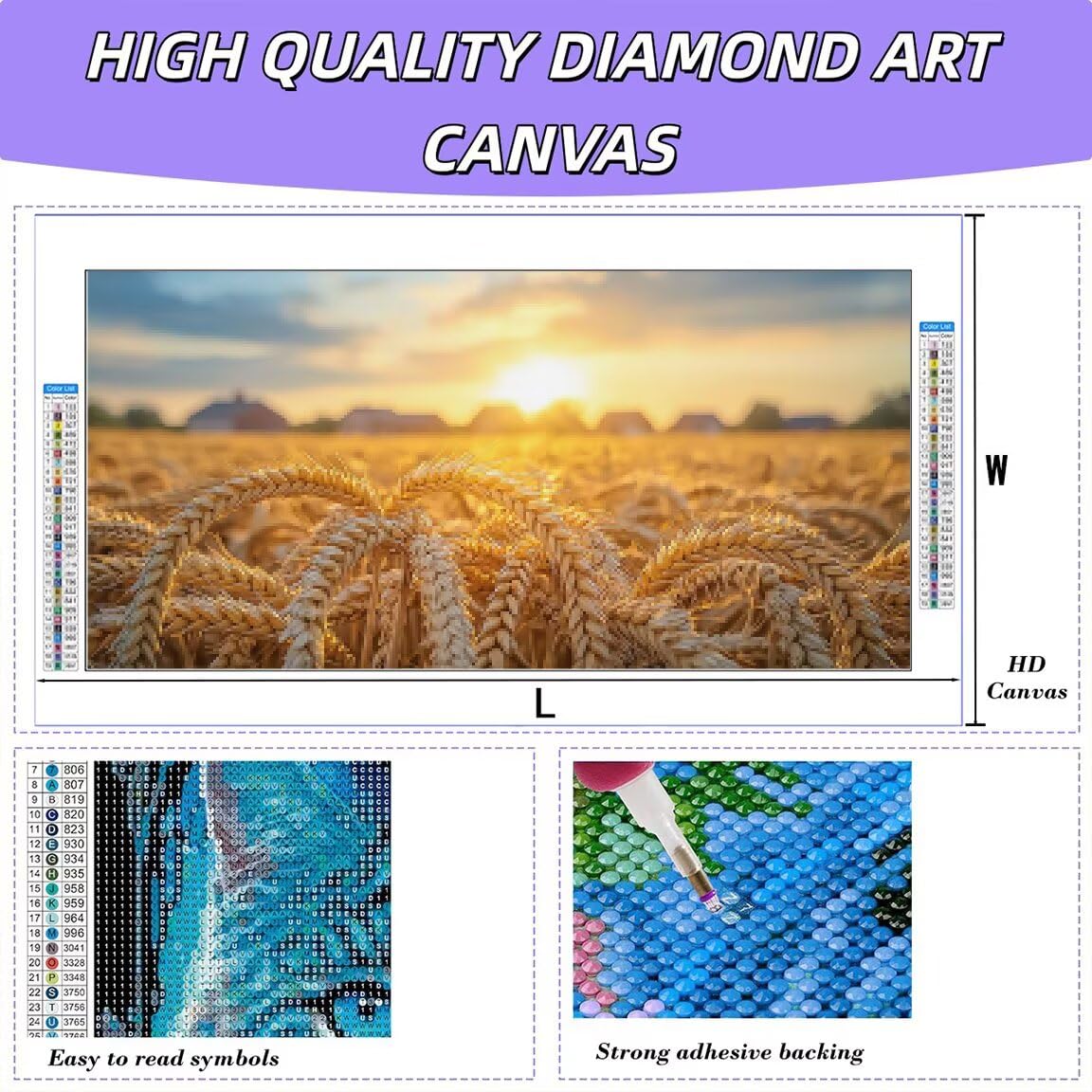 Diamond Painting Groß XXL 120x60cm, 5D Diamond Painting Weizen Bilder -0425
