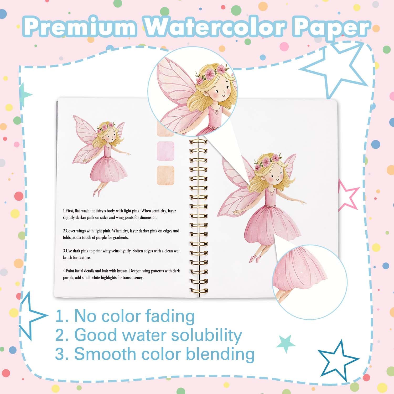 Cute Little Girl Watercolor Workbook,Water Coloring Book with Designs on Premium Paper,12 Beginner Friendly Sketched Illustrations,Perfect for Gifting to Spark Creativity & Joy for Adults