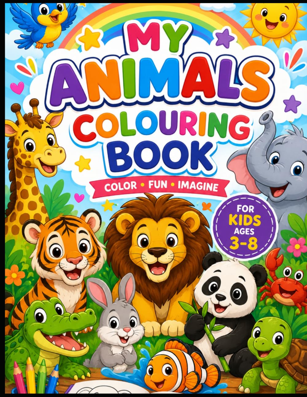 Big Easy Coloring Book for Kids Ages 3-8: Cute Animals for Children :::: Bold and Easy Coloring Pages with Large Shapes, Thick Outlines, and Fun ... Preschool, Kindergarten, and Early Learners