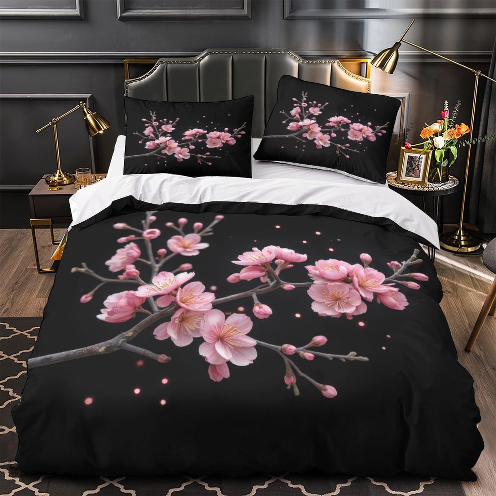 Housse de couette fleurs de cerisier 260x220 cm avec 2 taies