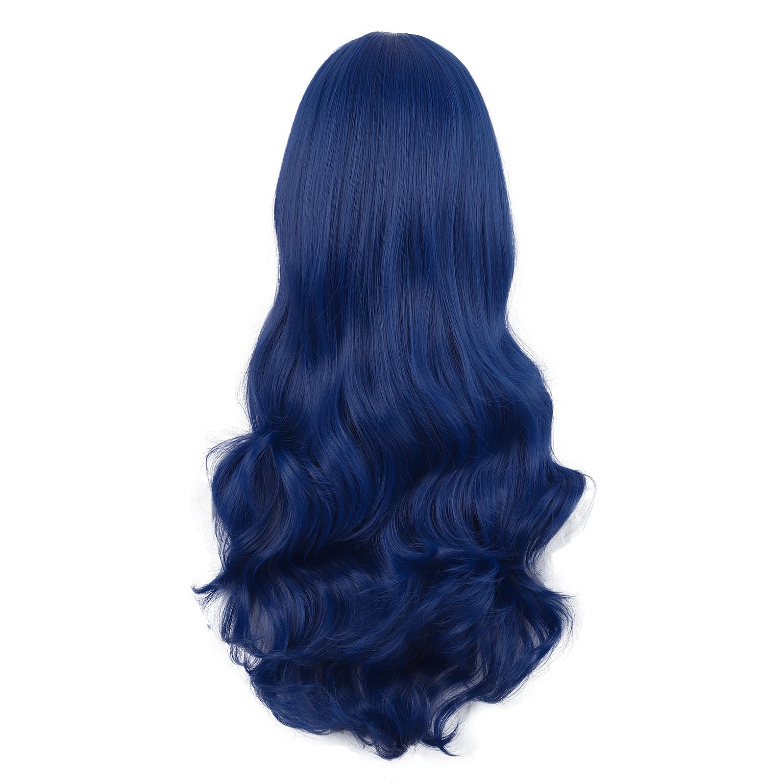 MapofBeauty 28 Inch/70 cm Cosplay Long Wavy Curly Synthetic fiber Side Bangs Anime Fashion Party Hair Wig (Mixed Blue) - Image 4