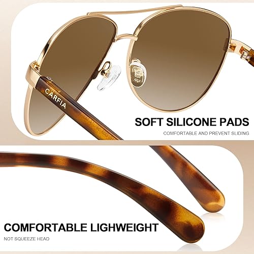 Vista 8 de CARFIA Lentes de sol retro de moda para mujer, polarizados, protección UV, ligeros para conducción al aire libre, marco de metal