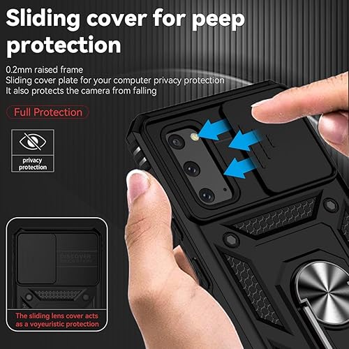 Miniatura 2 de Funda para Galaxy S20 5G, Samsung S20 SM-G981U con protector de pantalla de vidrio templado y cubierta de cámara deslizante, anillo magnético para