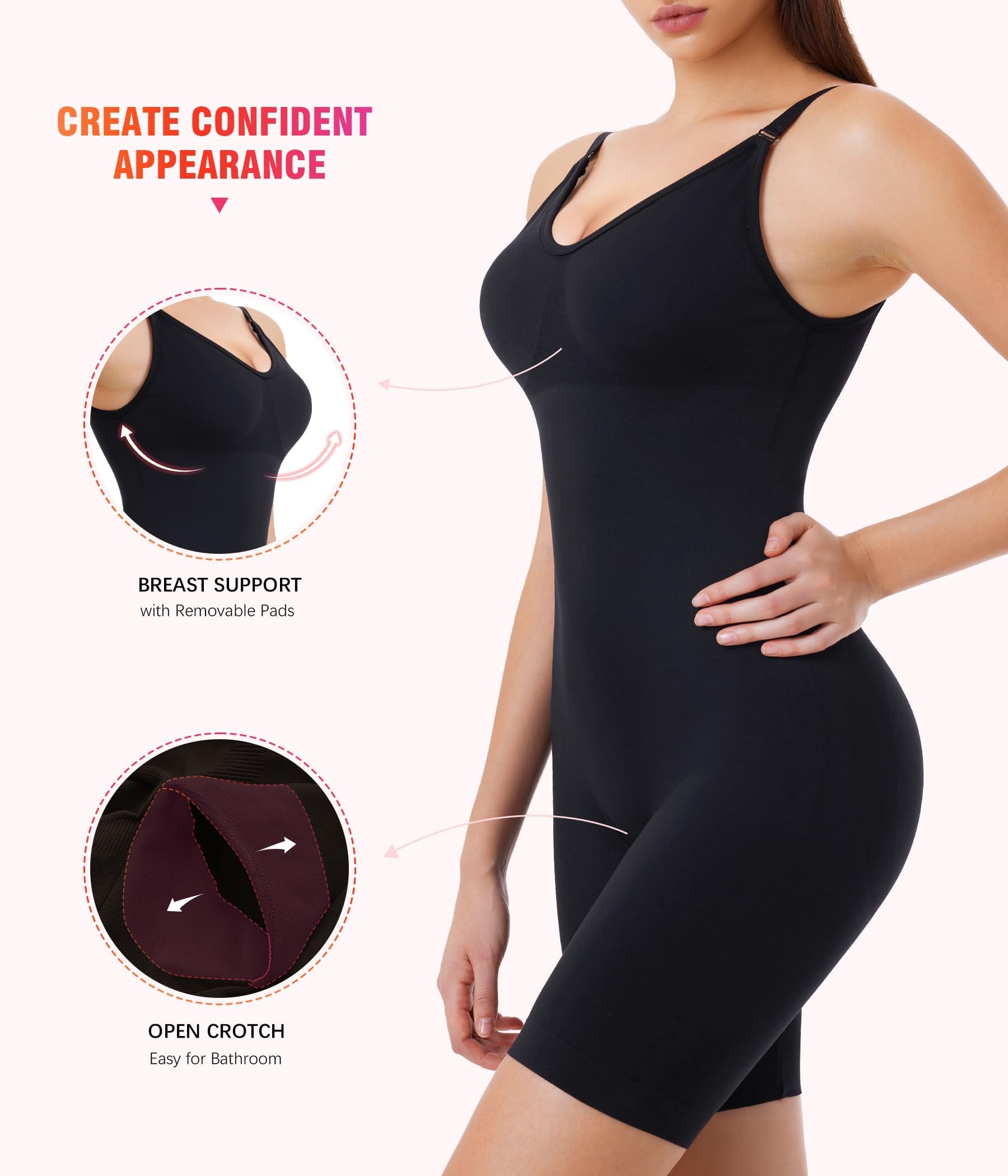 KUMAYES Gainant Minceur Ventre Plat Invisible Combinaison Body Sculptant Femme Gaine Culotte Amincissante pour les Cuisses Réglables Shapewear