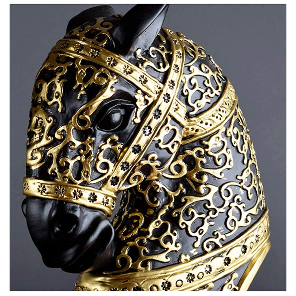 Statuetta Scultura Testa di Cavallo Oggetti in Resina per libreria Ufficio Soggiorno Accessori per la Decorazione del Desktop di casa Opere d'Arte squisite (Size : Small) Ornamenti