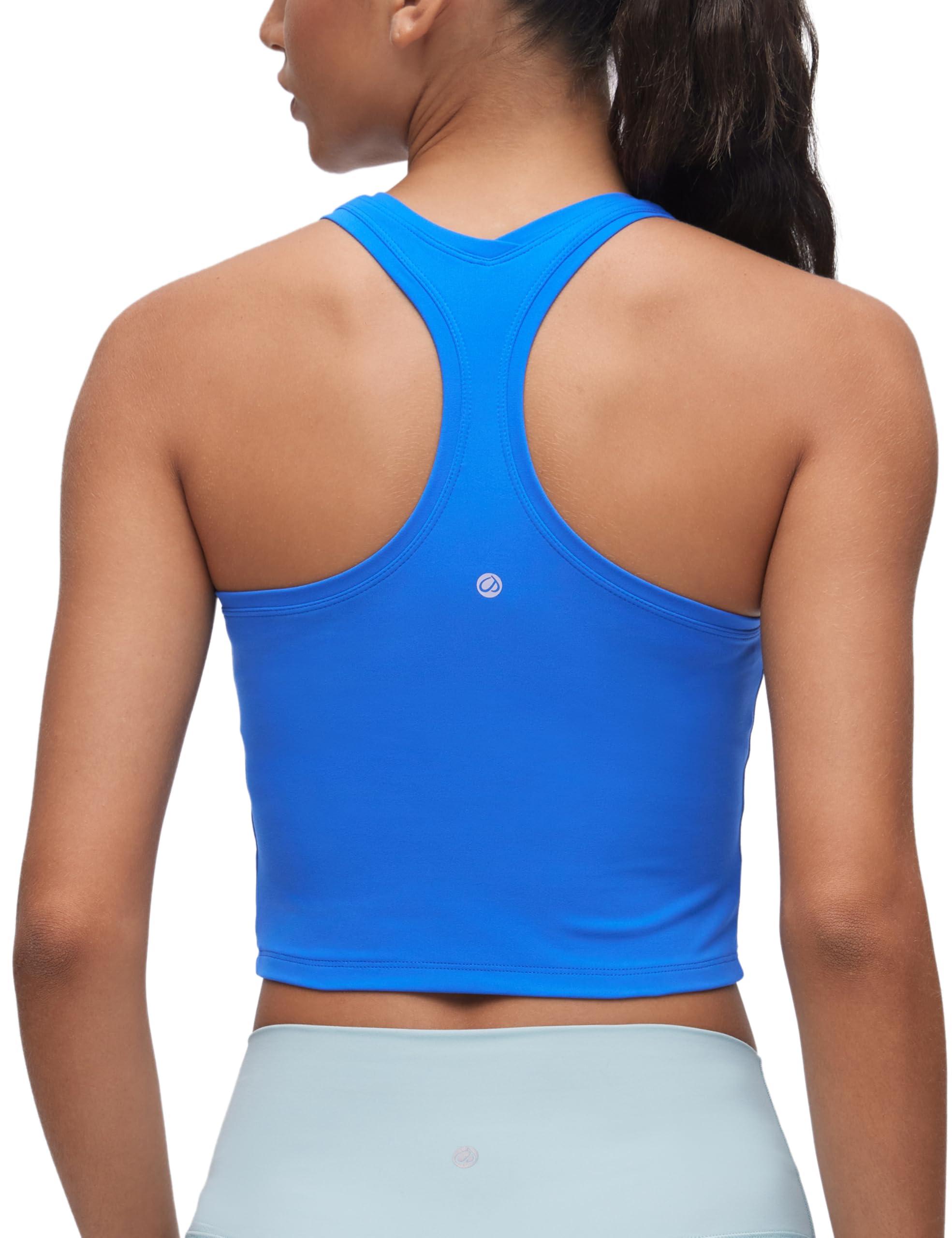 CRZ YOGA Womens Butterluxe Scoop Neck Yoga Tank Athletic Racerback Comfy Sleeveless Workout Casual Tight Crop Tops Sparkle Blue 8