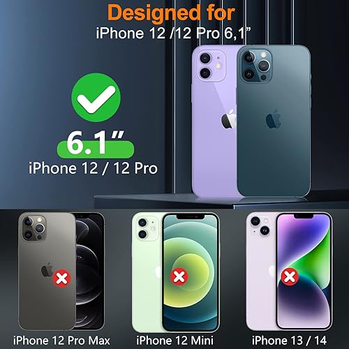 Miniatura 7 de SPIDERCASE Funda diseñada para iPhone 12iPhone 12 Pro, transparente, no amarillea, con 2 protectores de pantalla de vidrio templado, funda delgada