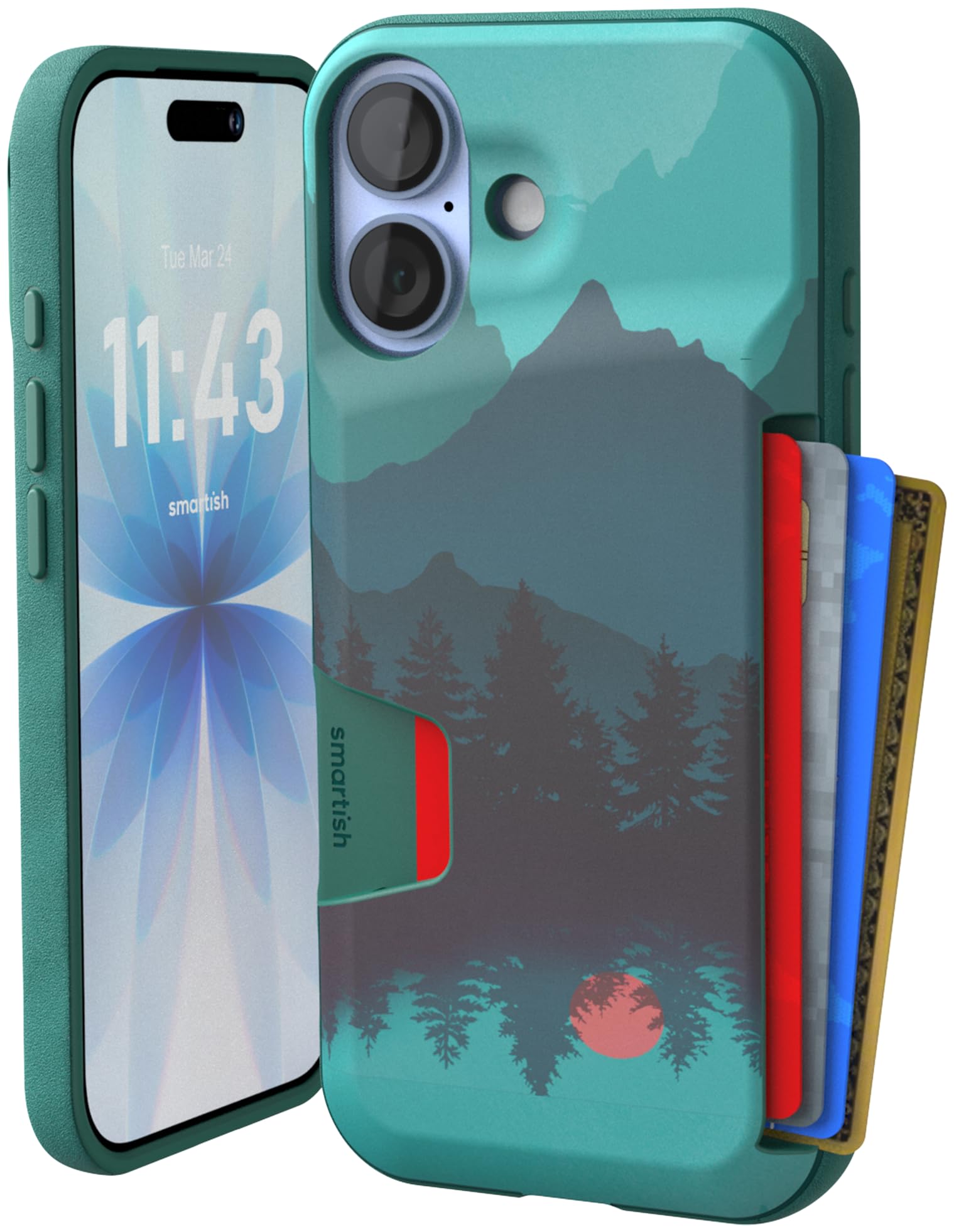 Smartish® iPhone 17 Wallet Case - Wallet Slayer Vol. 1 [Slim + Protective] Credit Card Holder - Drop Tested Flip Hidden Card Slot Cover for Apple iPhone 17 - Moving Mountains, iPhone 17, [Moving Mountains]