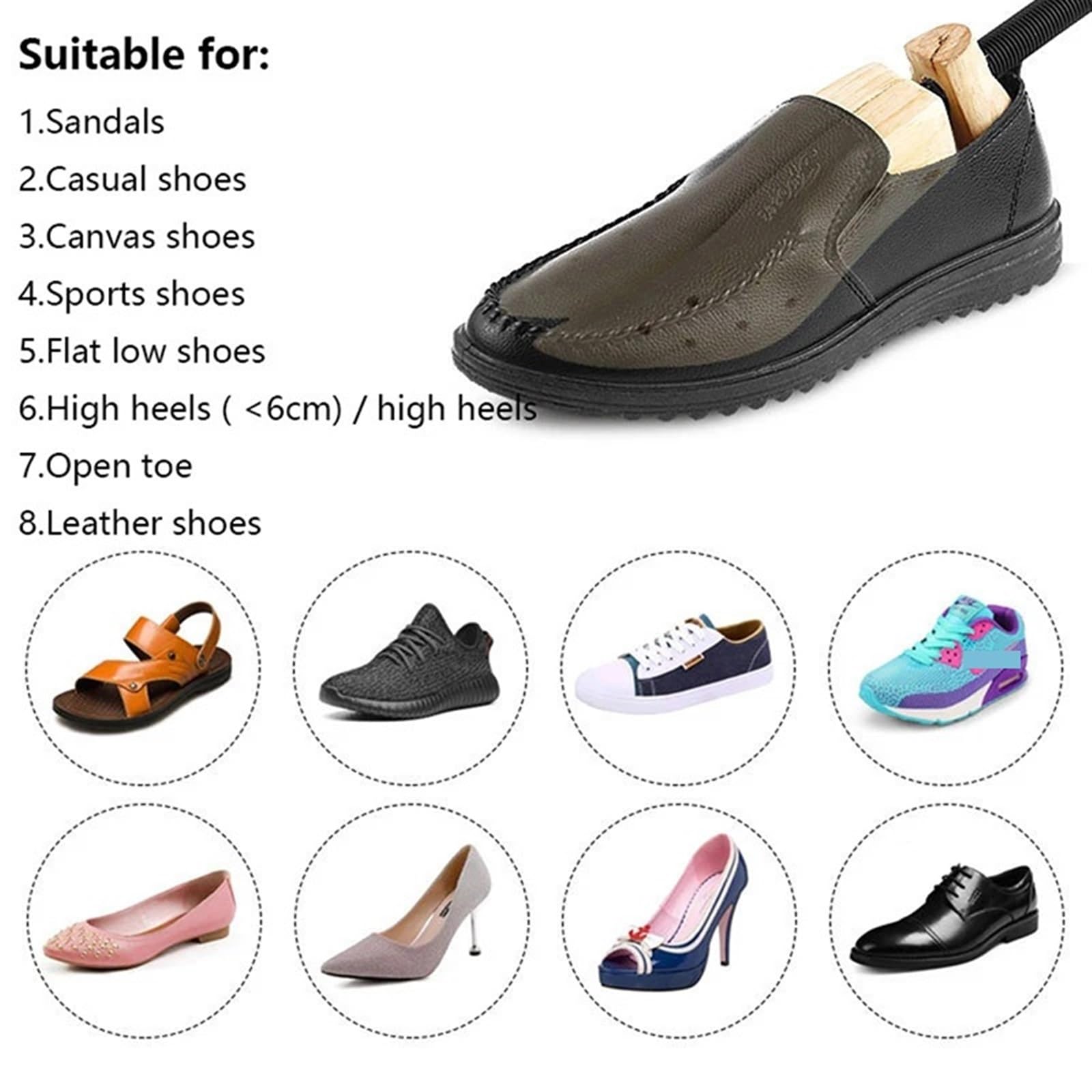 Hormas Zapatos Hombre Árbol de zapatos de madera de 2 vías for hombres y mujeres, expansor de zapatos ajustable, estante moldeador, 1 ud.