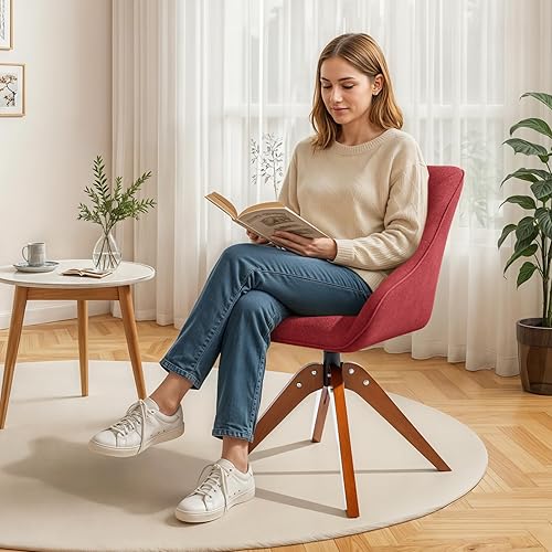 Miniatura 3 de MoNiBloom Silla de escritorio, moderna silla giratoria de mediados de siglo con patas de madera maciza, silla de escritorio de oficina en casa sin