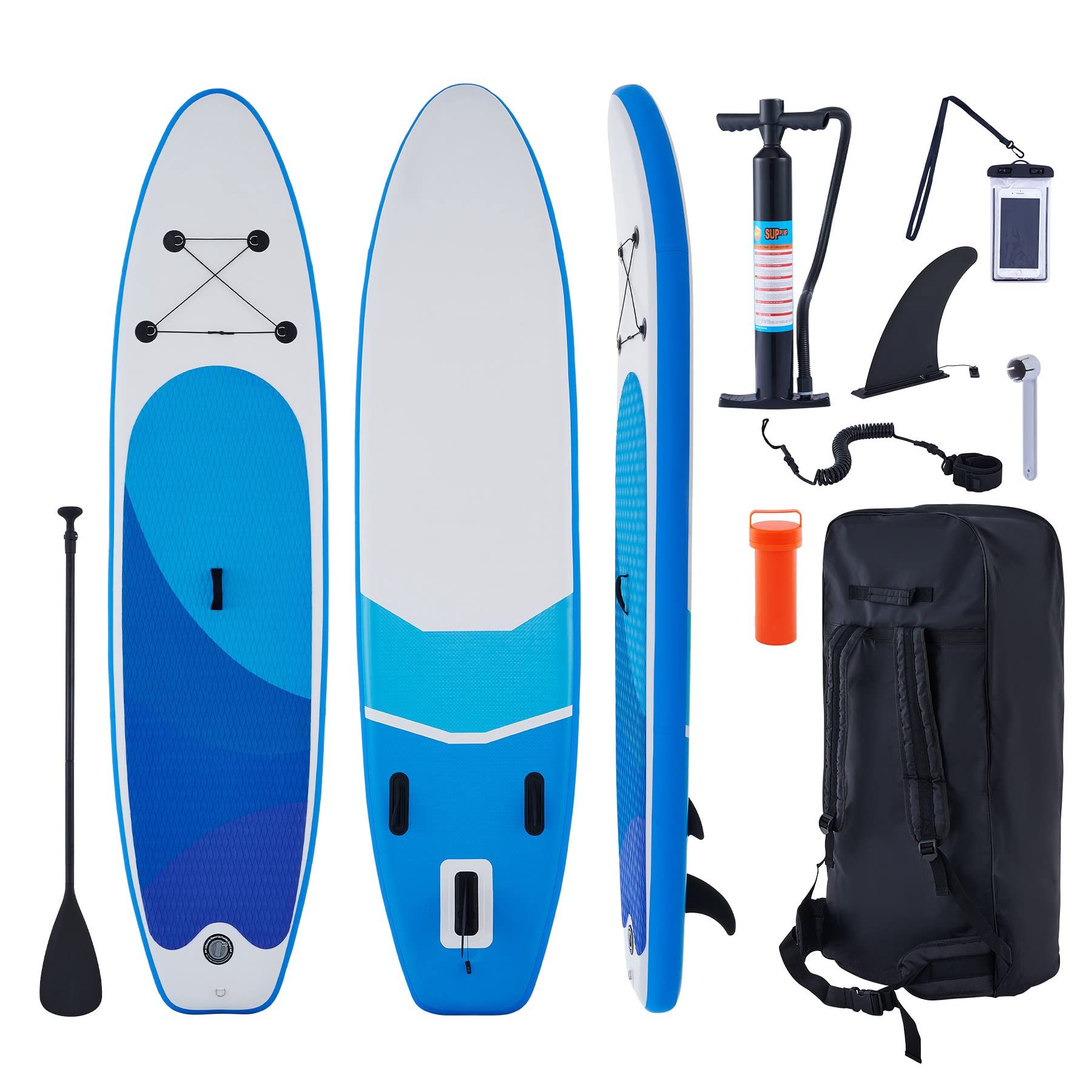 ZELUS Stand Up Paddle Board for Adults, 10.6ft 3.2m Inflatable SUP Board with Adjustable Paddle, 11cm Rocker 2+1 Hybrid Paddle Board Kit with Air Pump Waterproof Bag Ankle Leash