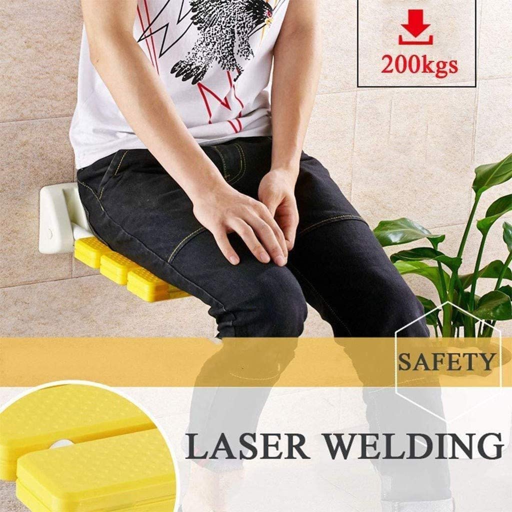 Asiento de Ducha Abatible, Asiento de Ducha de Pared, Asiento de Ducha Abatible Antideslizante para Ancianos, Discapacitados Y Embarazadas, Con Una Carga de 150 Kg Yellow