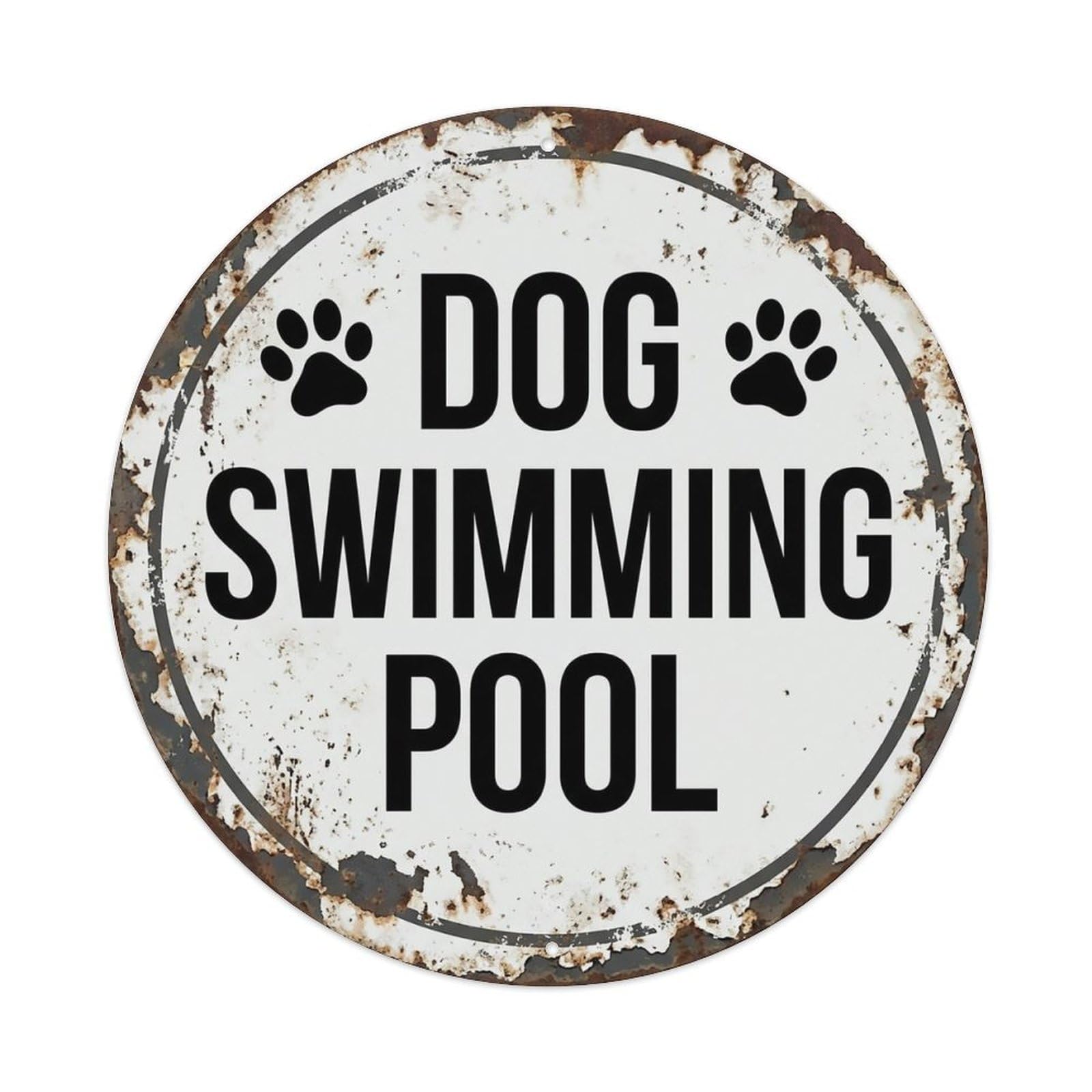 Vintage Dog Swimming Pool Club Metal Tin Sign