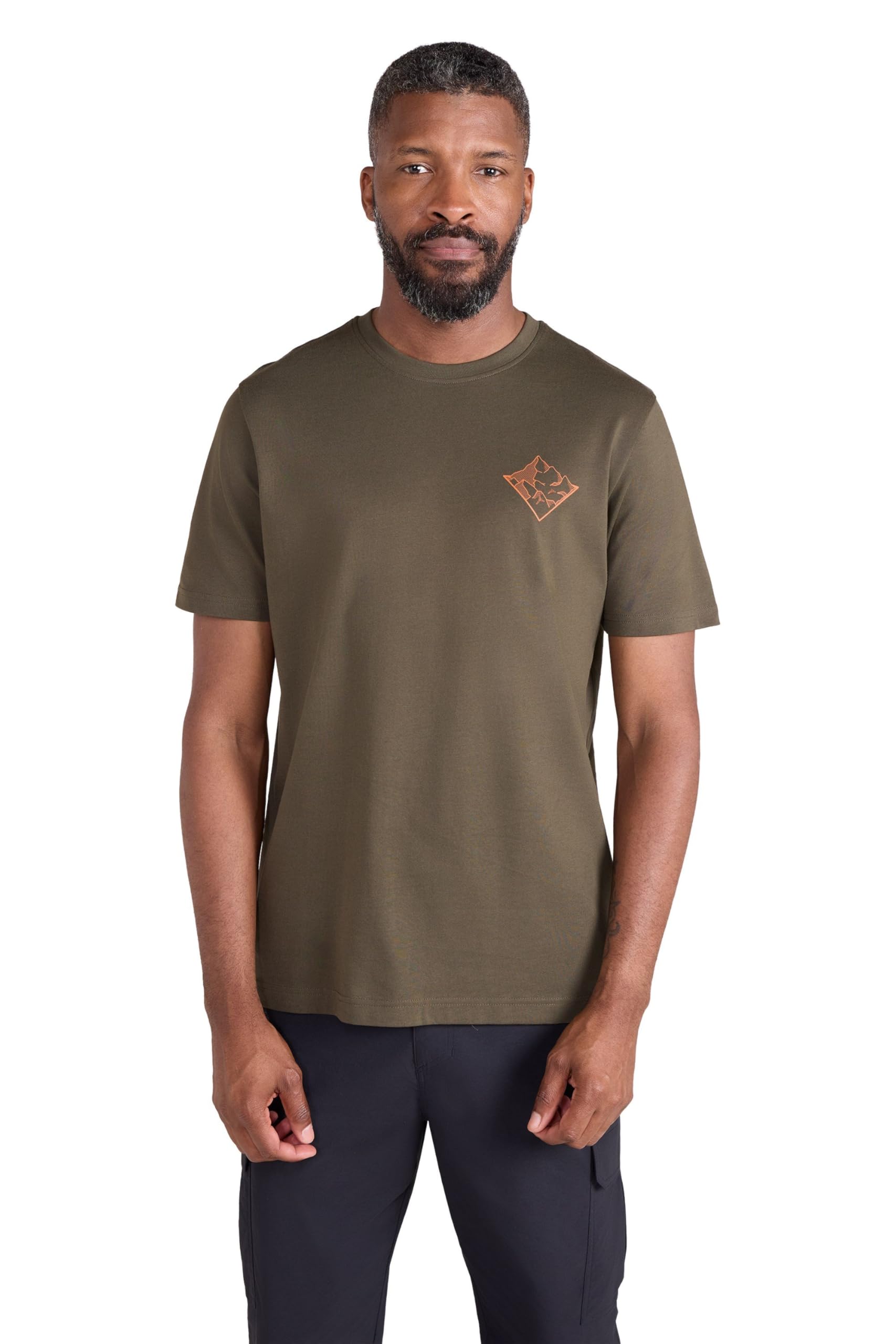 Mountain Warehouse Men's Green (3 Peaks) 3 Peaks Tee - Cotton Casual Top, Lightweight, Breathable - For Walking, Outdoors & Daily Use S