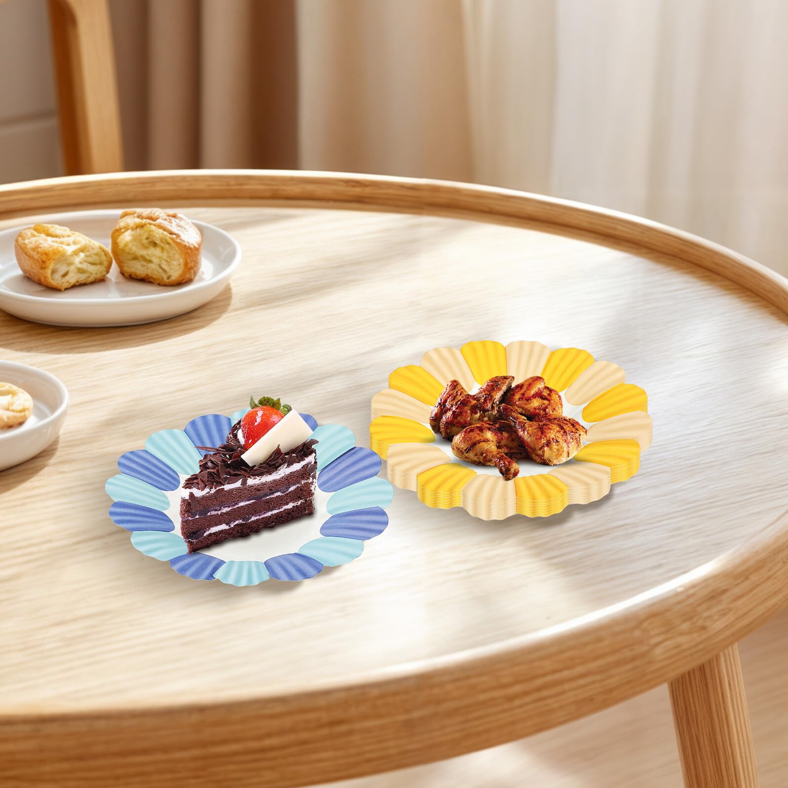 Hemobllo 150 Pezzi Piatti e Decorativi per Feste a Forma di Fiore di Carta Usa e Getta Resistente per Tavola Dessert e Snack