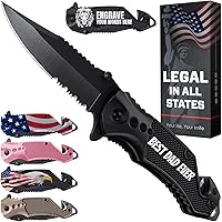 Vista 16 de GOOD WORKER Navaja de bolsillo legal con hoja dentada de 2.95 pulgadas, rompedor de vidrio, cortador de cinturón de seguridad, cuchillos plegables