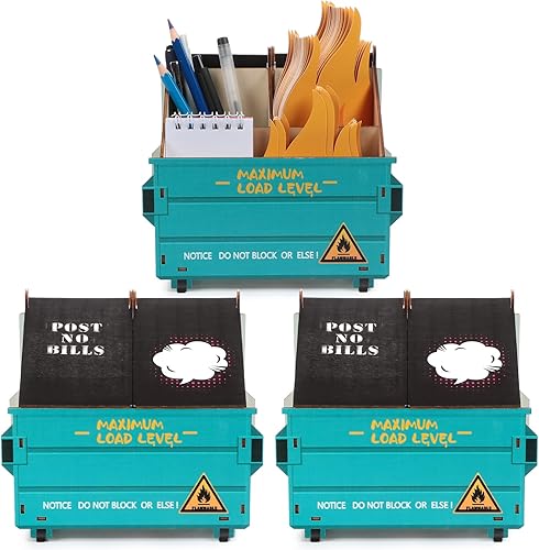 Juego de 3 contenedores de bomberos con 150 tarjetas de notas de llama, accesorios de escritorio, decoración de escritorio, juguetes para