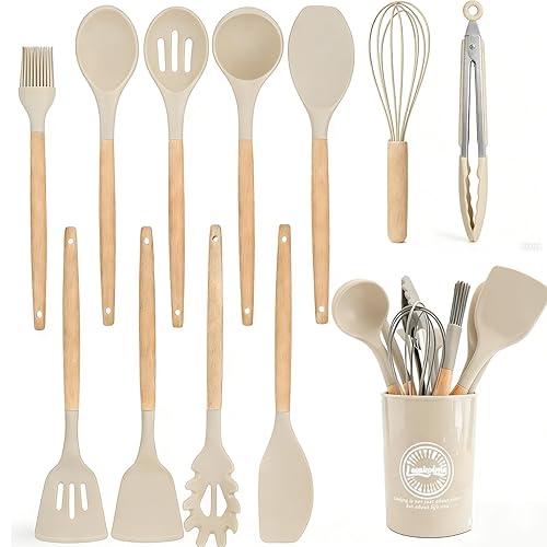 Silicone Cooking Utensil Set,12 PCS Cooking Kitchen Utensils Set, Nonstick