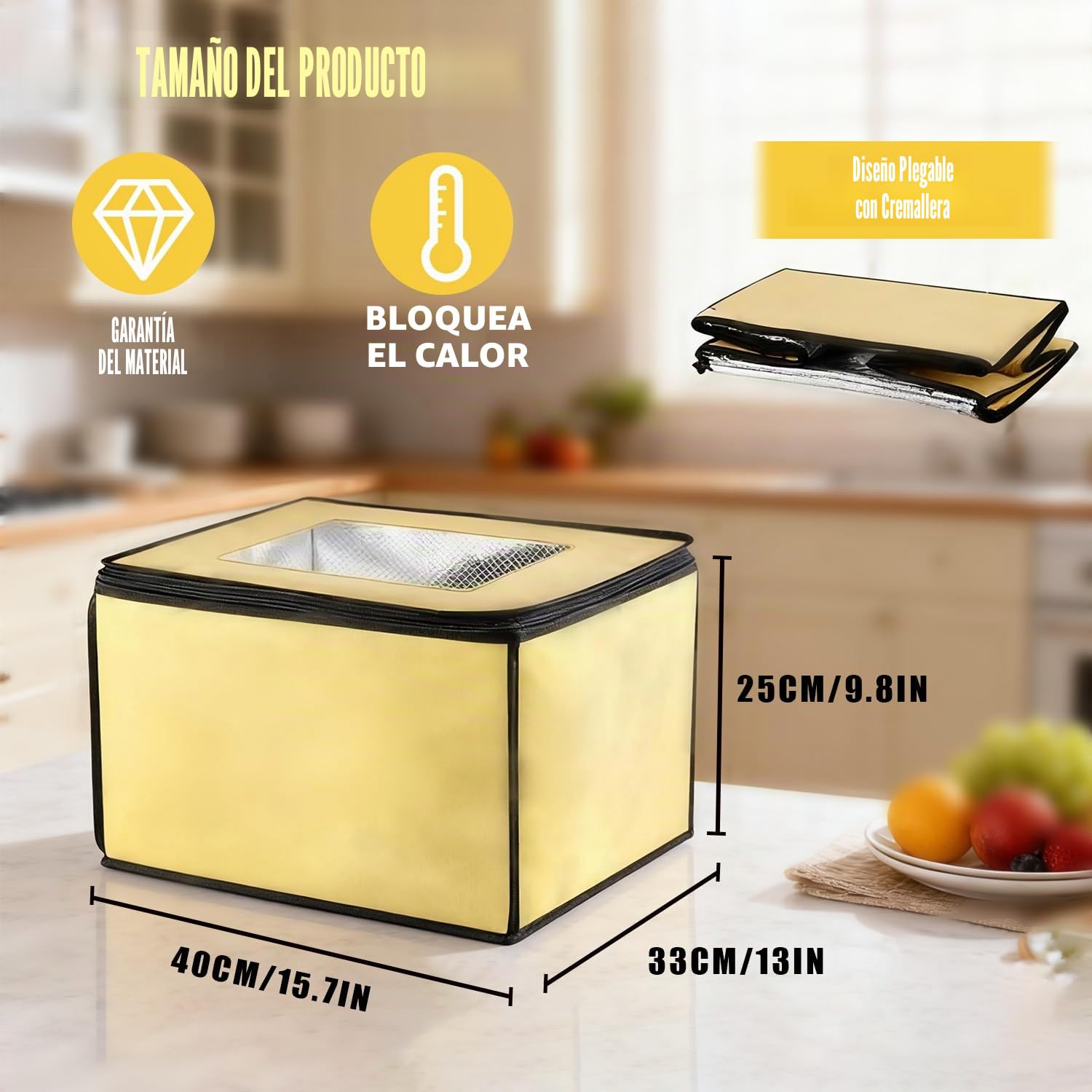 Caja de Fermentación para Masa, Versátil Plegable Fermentadora de Masa con Calefacción, Sensor de Temperatura NTC, Pantalla Digital, Temporizador de 0 a 12 Horas, para Levadura, Pan, Pizza, Yogur