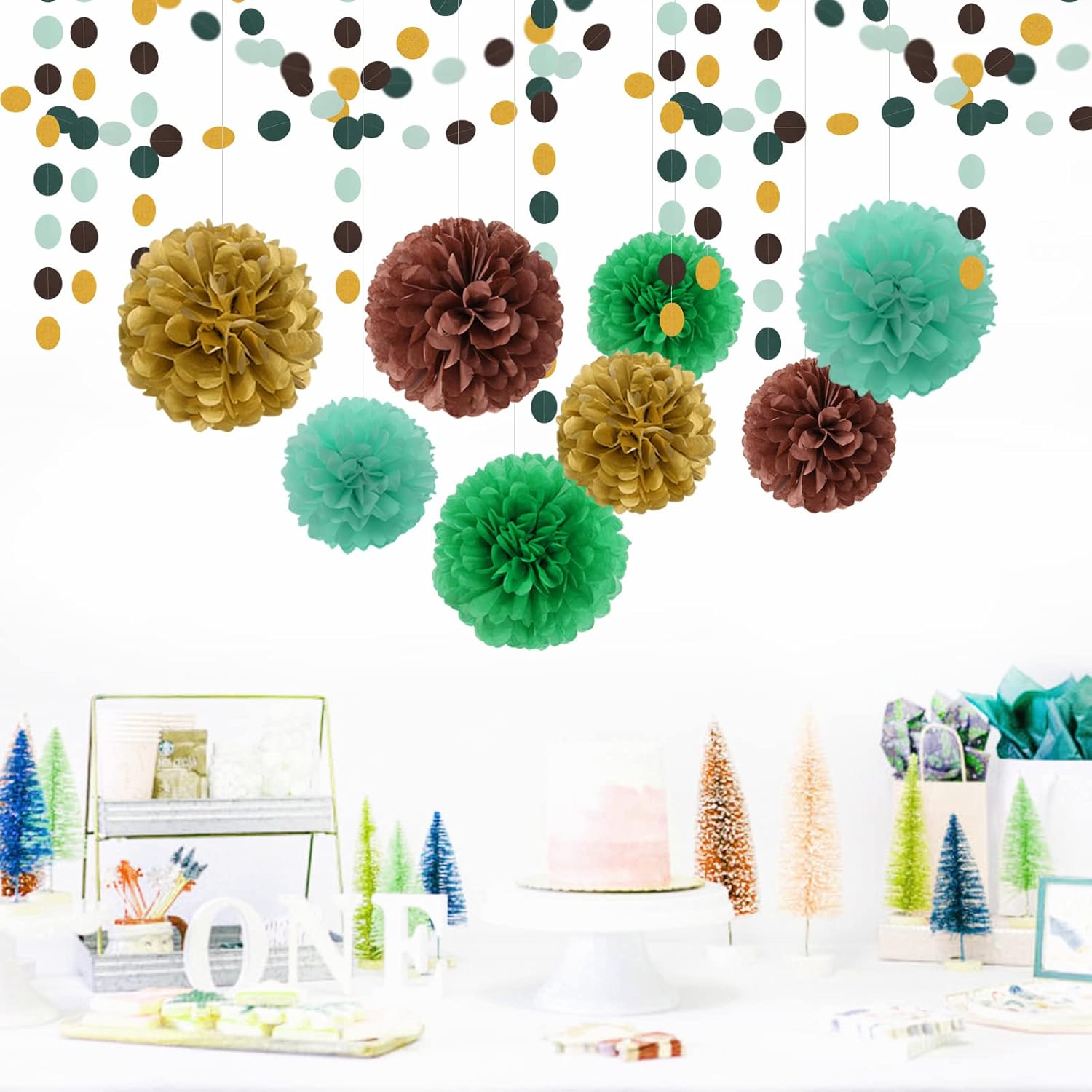 Sage-Green Gold Brown Party Decorations - 52FT Paper Streamers Gender Neutral Baby Shower Bridal Shower Garland Boho Birthday Rustic Decoration Woodland Theme Decor HongTongTong - Image 5