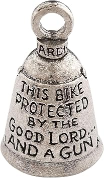 Guardian Bell This Bike Protected by Good Luck Bell w/Keyring & Black Velvet Gift Bag | Motorcycle Bell | Lead-Free Pewter | Made in USA
