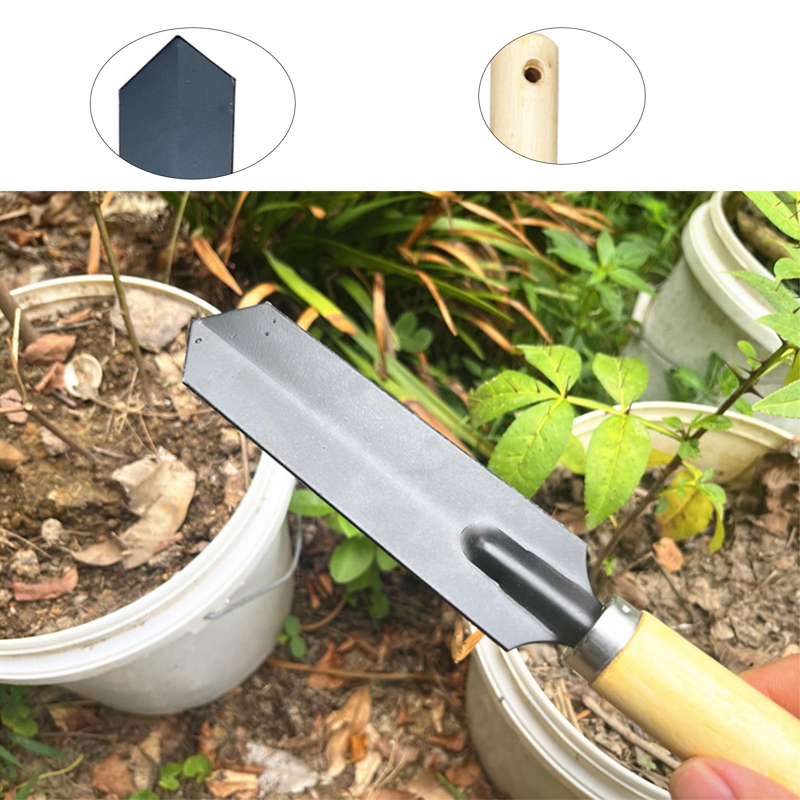 Blumenzwiebel-Pflanzholz Set 2-teilig - Edelstahl Mit Holzgriff